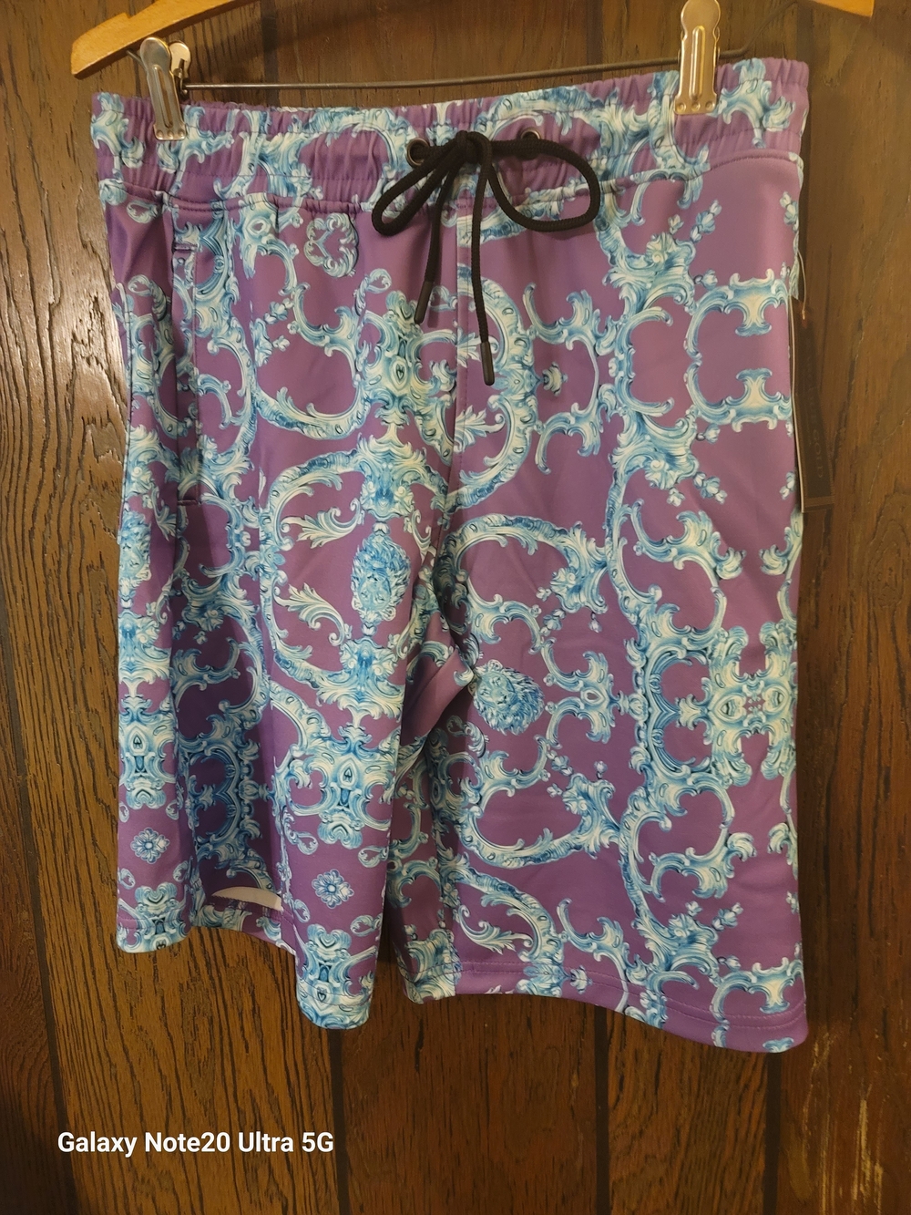 Baroque Gold Paisley Shorts in Purple & Blue Small NWT